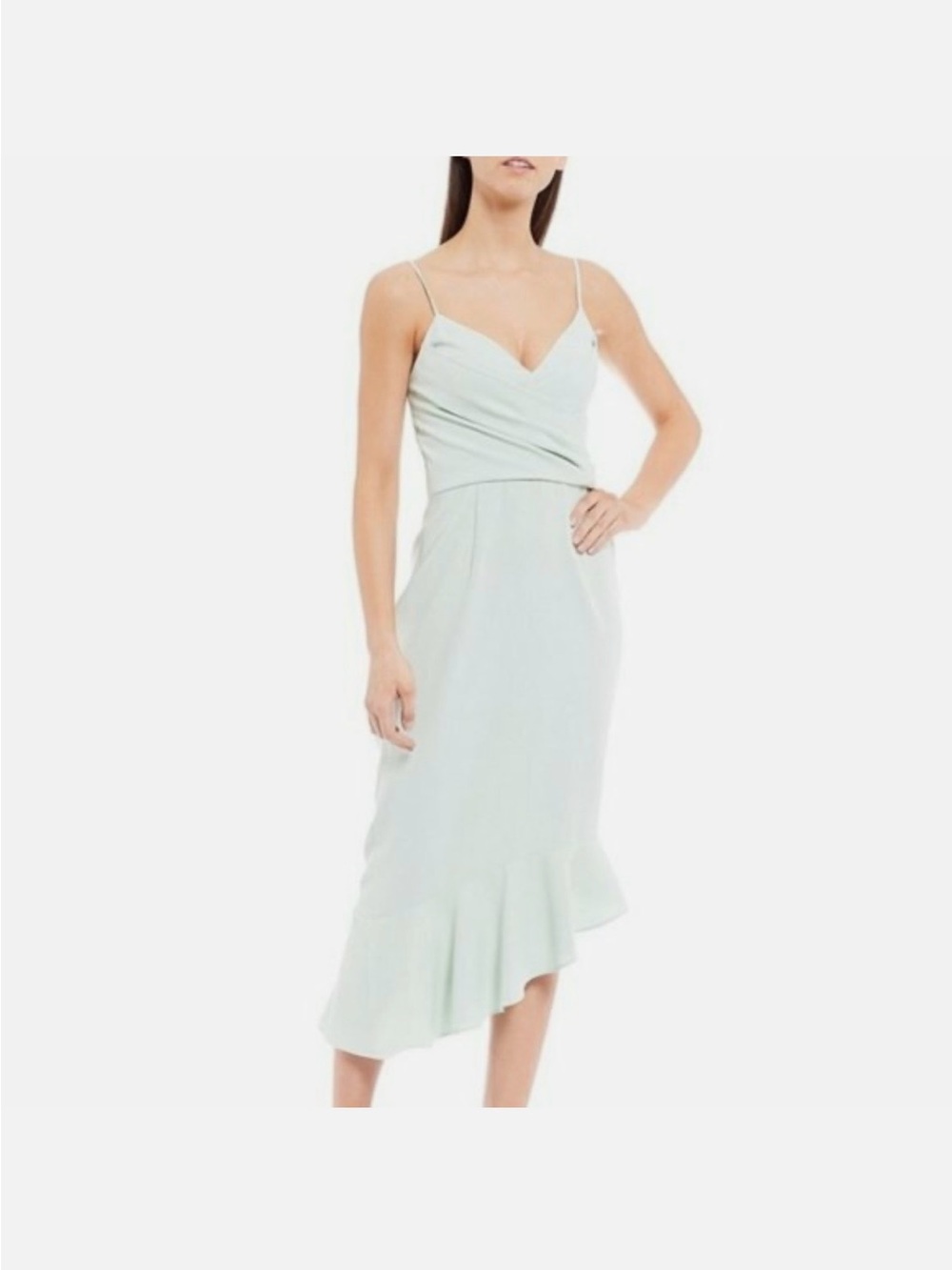 Gianni Bini Light Mint One-Shoulder Wrap Midi Dress